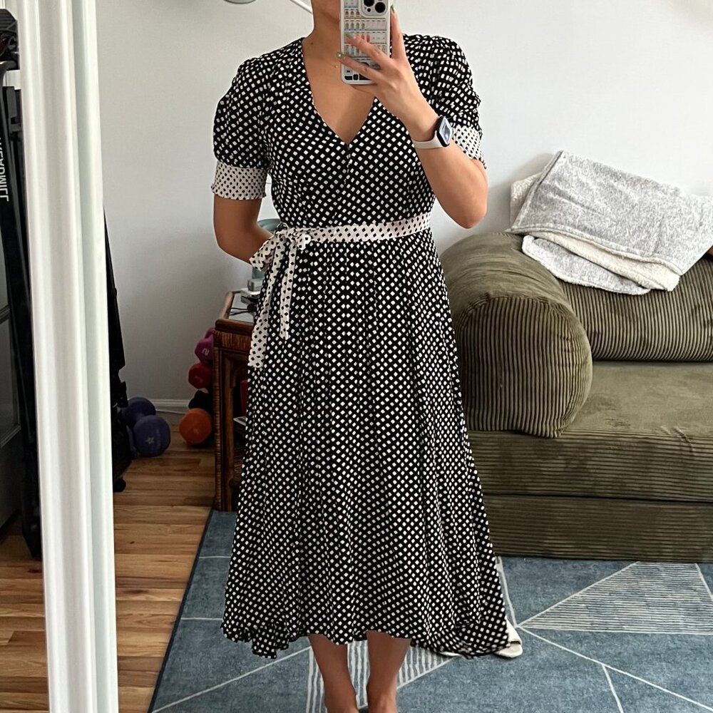 Anthropologie polka dot wrap dress